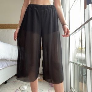 flowy black sheer pants with spandex lining